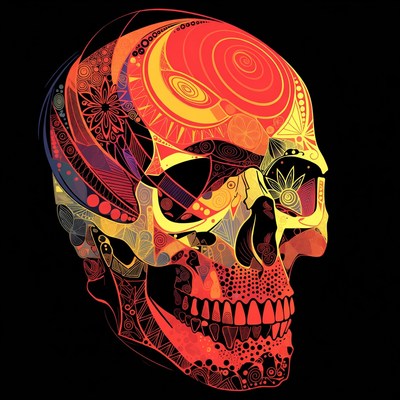Colorful Psychedelic Skull Illustration