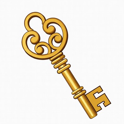 Golden ornate key illustration