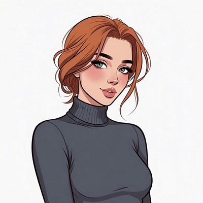 Redhead woman in turtleneck sweater
