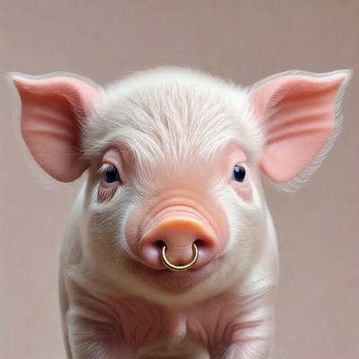 Cute pig with nose ring