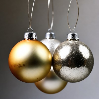 Three Gold and Silver Christmas Ornaments