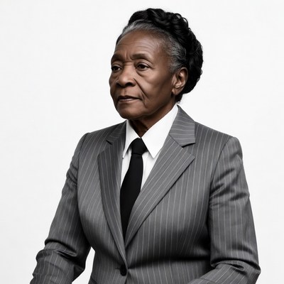 Elderly African-American woman in pinstripe suit