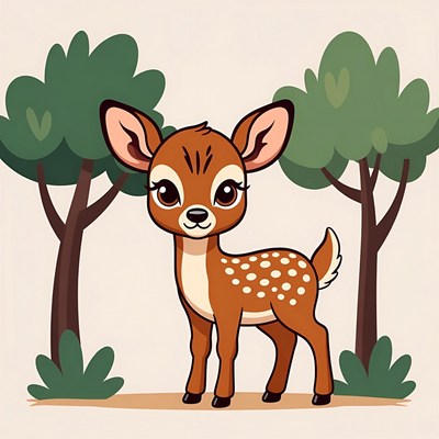 Cute baby deer in forest