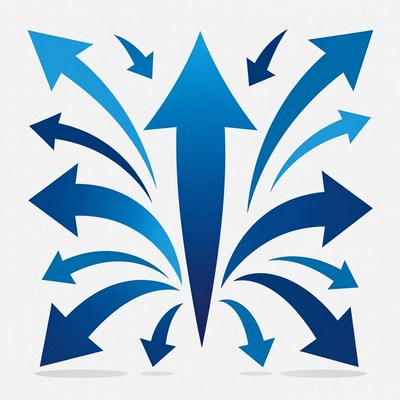 Blue Arrows Radiating Outward