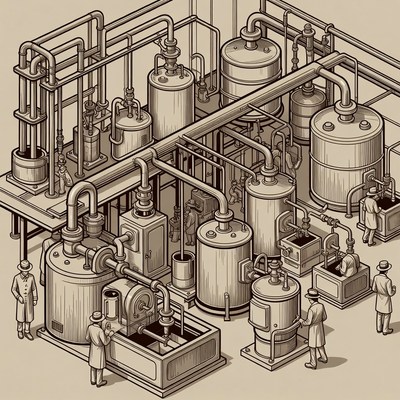 Industrial Factory Workers Operating Machinery