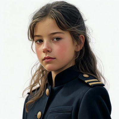Girl in navy military uniform