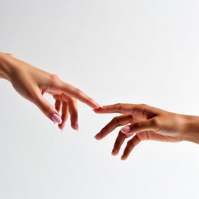 Two hands reaching toward each other