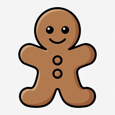 Smiling Gingerbread Man Illustration