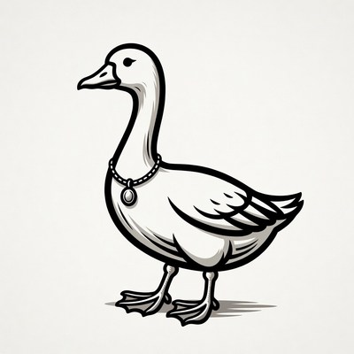 Goose wearing necklace illustration