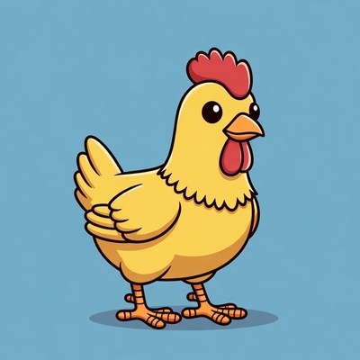 Cute yellow cartoon chicken