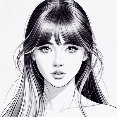Beautiful Asian woman portrait illustration