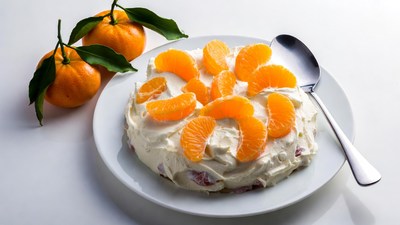 Mandarin Orange Cream Dessert Plate