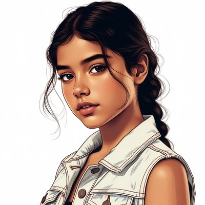 Beautiful young woman in white vest