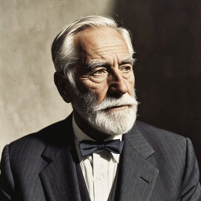 Elderly man with white beard in suit