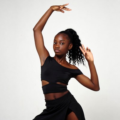 African-American woman dancing pose