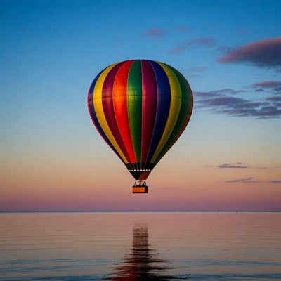 Colorful Hot Air Balloon over Water