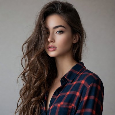 Beautiful woman with long wavy hair