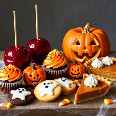 Halloween Candy Apples Cupcakes Pumpkin Pie