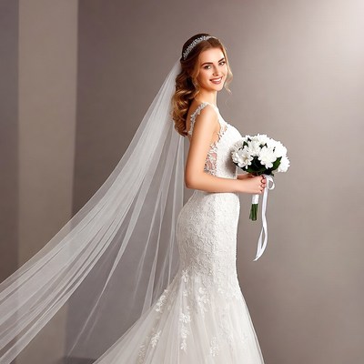 Bride holding white bouquet