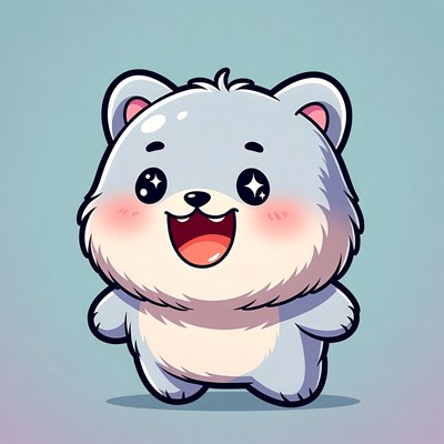 Cute cartoon bear smiling happily