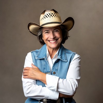 Smiling woman in cowboy hat