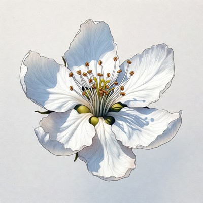 White Flower with Yellow Stamens