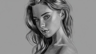 Pencil sketch of woman's face