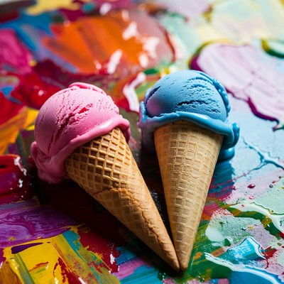 Pink and Blue Ice Cream Cones