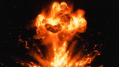 Massive fiery explosion blast