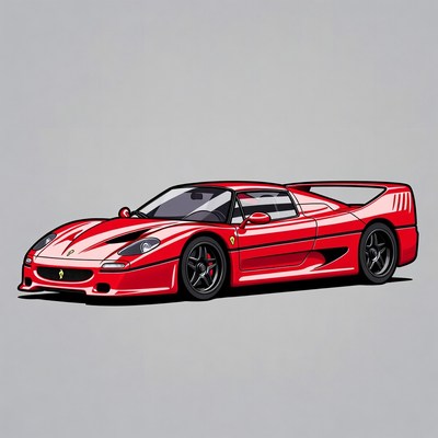 Red Ferrari F50 Supercar Illustration
