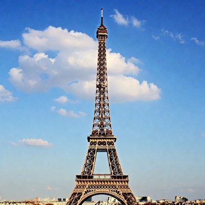 Eiffel Tower against blue sky
