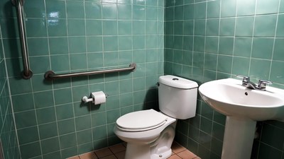 Accessible Bathroom with Green Tiles