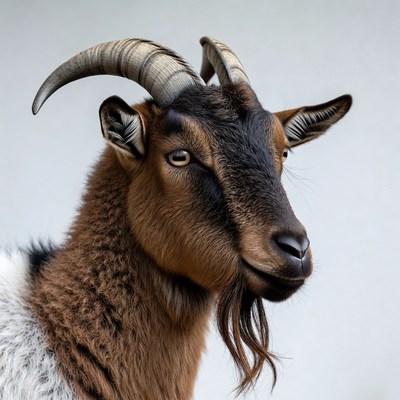 Goat with curved horns
