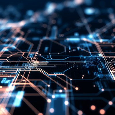 Glowing Circuit Board Closeup