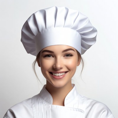 Smiling woman wearing chef hat