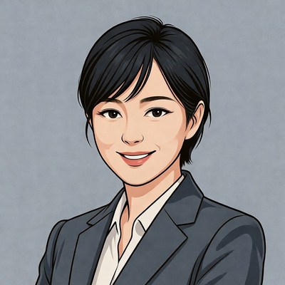 Asian woman in suit smiling