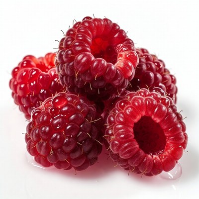 Fresh Raspberries on White Background