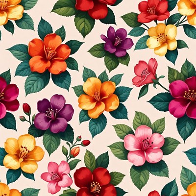 Colorful Hibiscus Flowers Seamless Pattern
