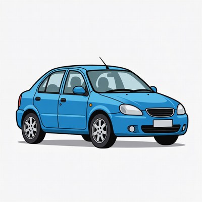 Blue Sedan Car Illustration