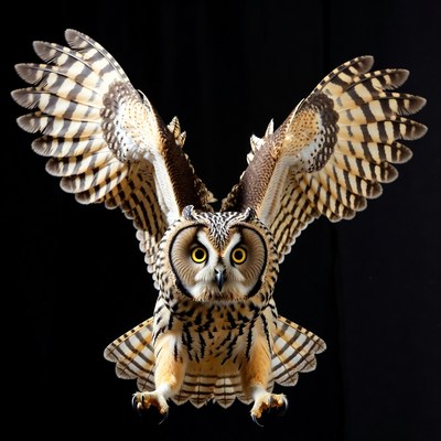 Long-eared Owl with Wings Spread