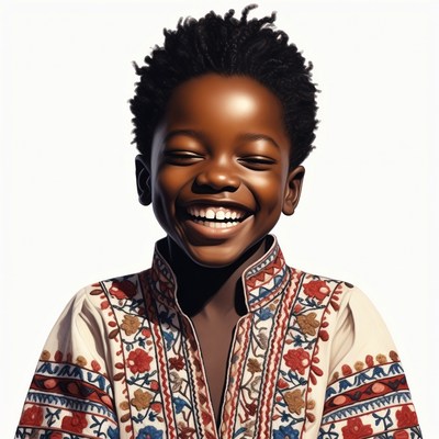 African boy smiling happily