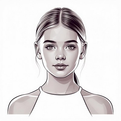 Young girl portrait illustration