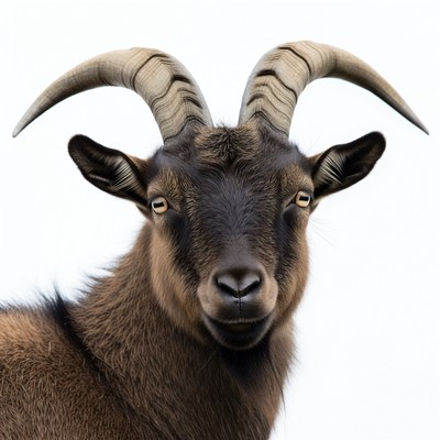 Goat with curved horns
