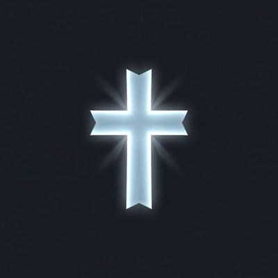 Glowing White Cross on Black