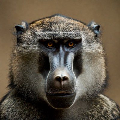 Close-up of olive baboon face