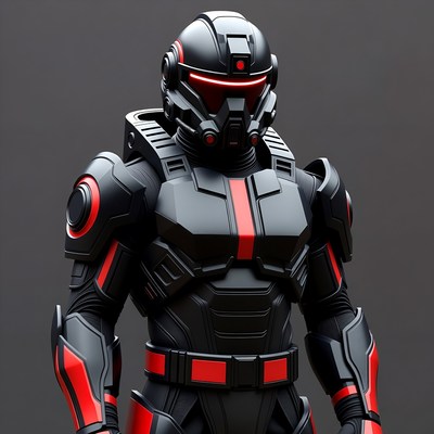 Black armored sci-fi soldier helmet