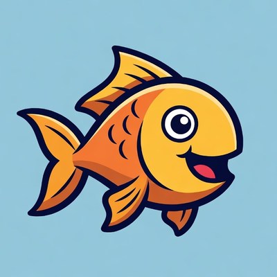 Cartoon goldfish smiling happily