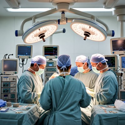 Surgeons performing operation in hospital
