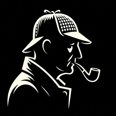 Sherlock Holmes silhouette with pipe