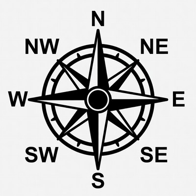 Black Compass Rose Illustration